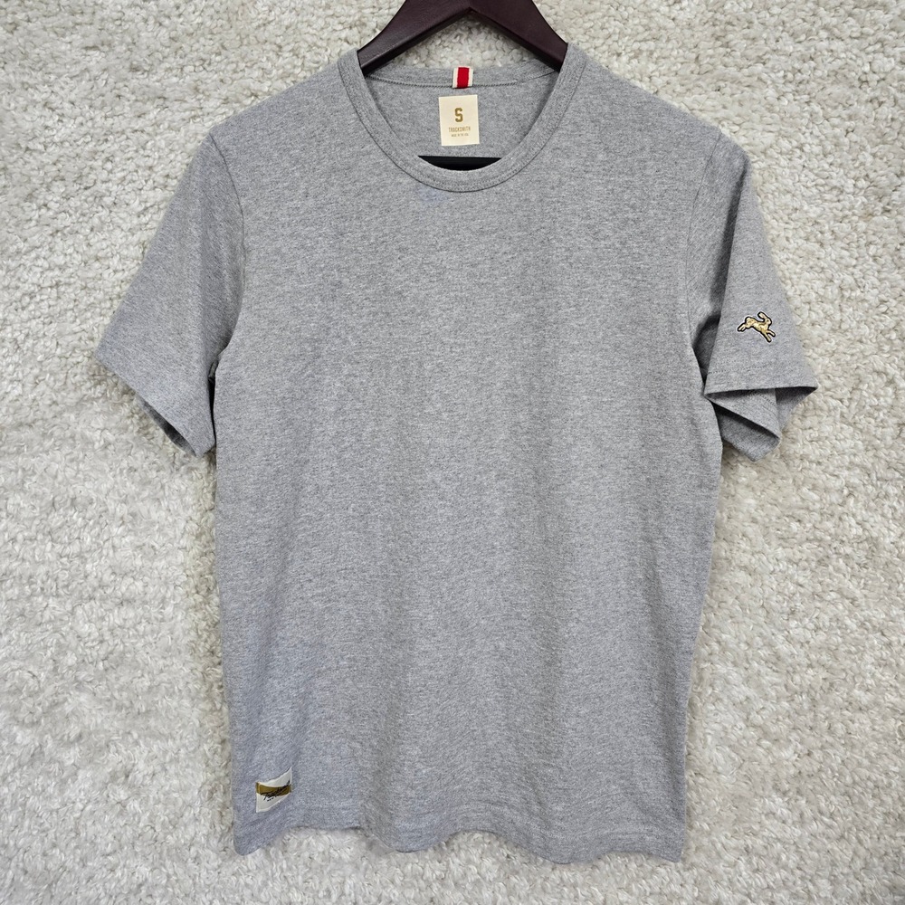 Tracksmith Varsity Cotton Tee Mens Small Grey Embroidered Hare Logo Preppy
